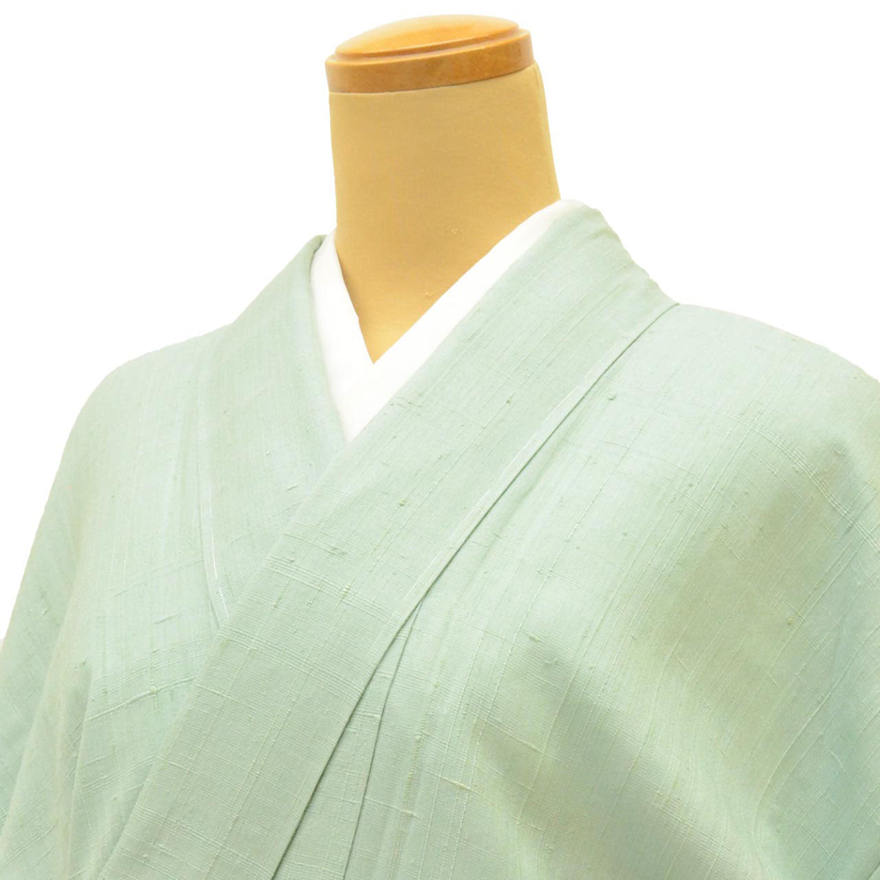 Vintage Japanese Kimono | Tsumugi | Green Silk | Solid | Unlined | Unused | Size M | Sustainable | uu1103b