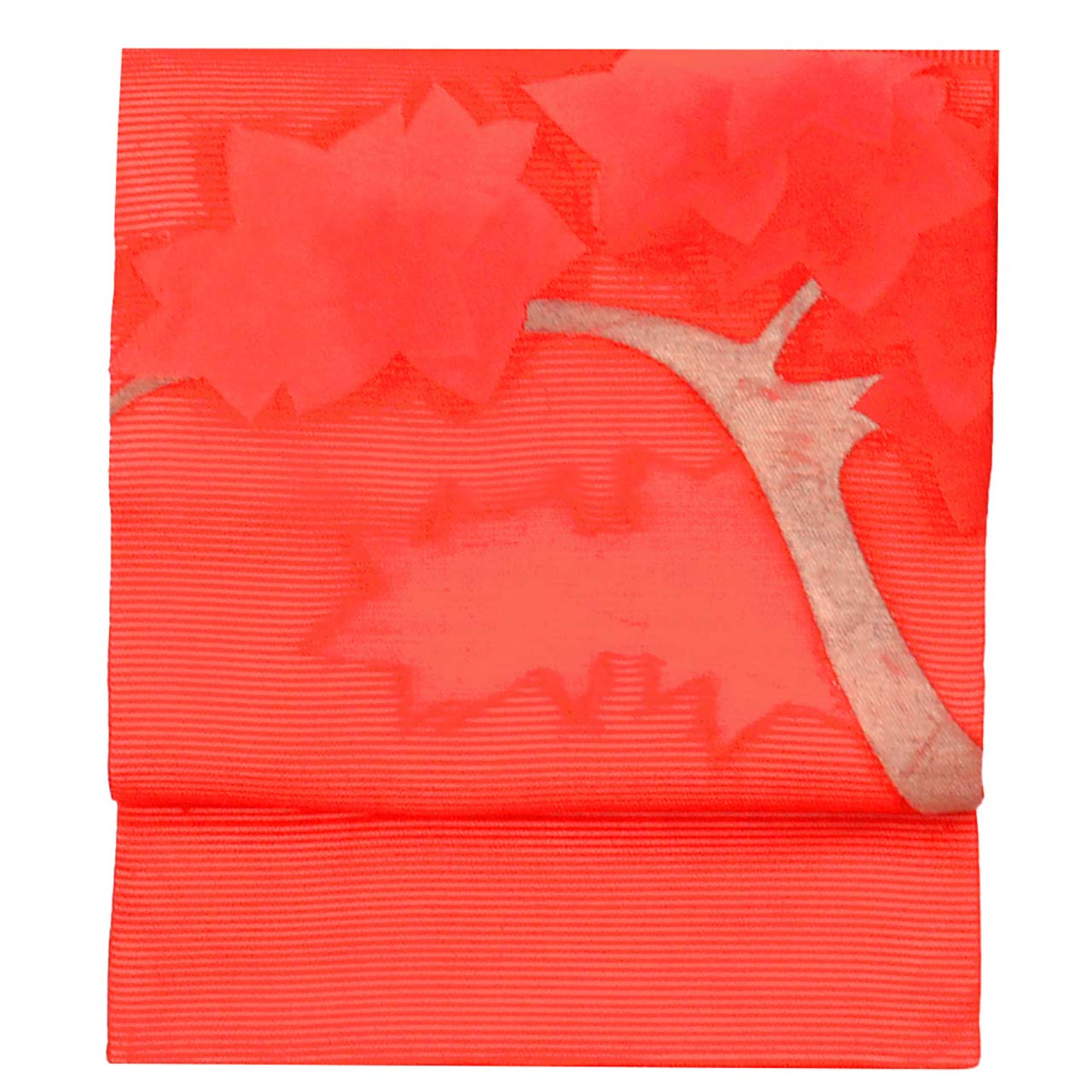 Vintage Japanese Obi | Summer Nagoya Obi | Red Silk Ro | Floral | Silver Thread | Sustainable | uu1109b