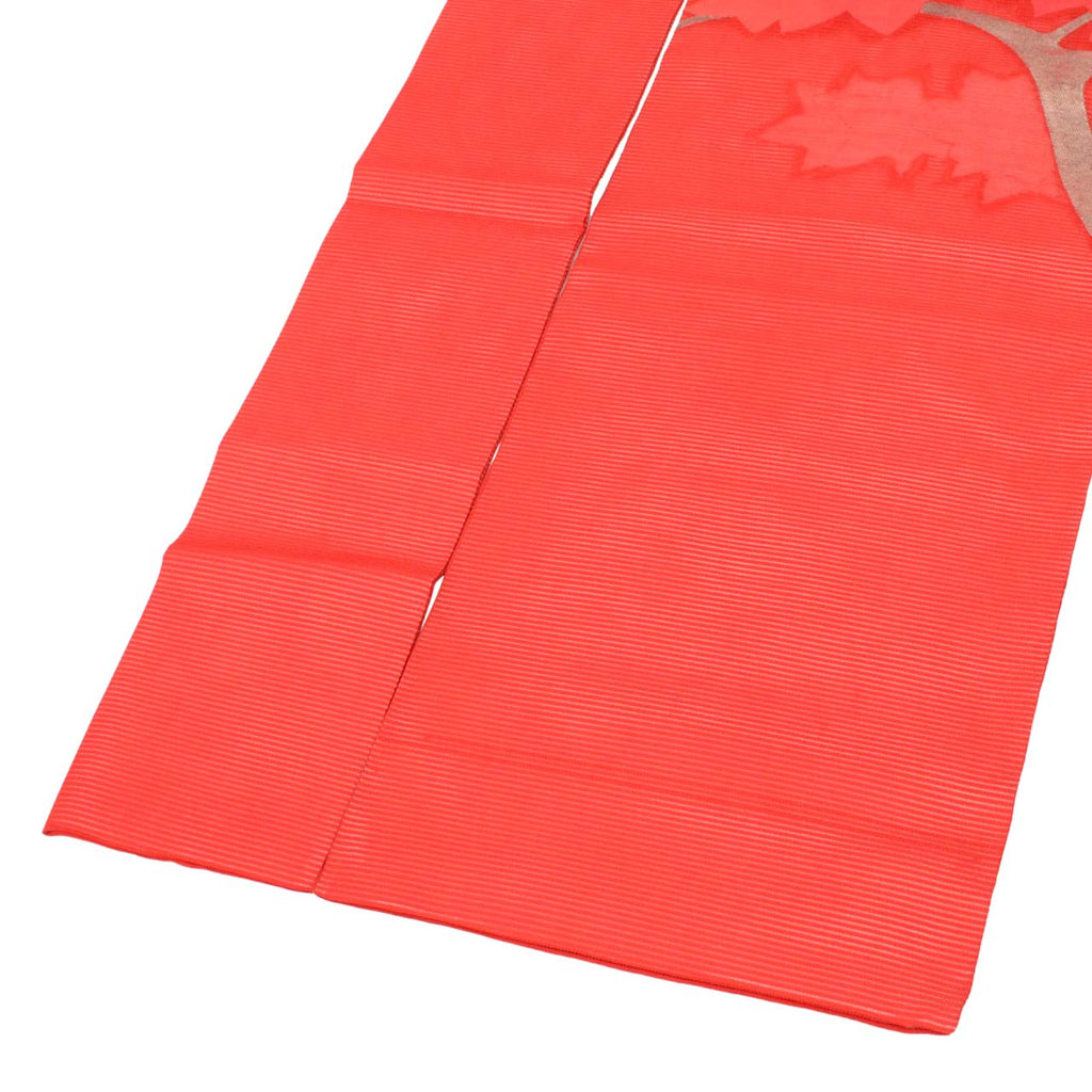 Vintage Japanese Obi | Summer Nagoya Obi | Red Silk Ro | Floral | Silver Thread | Sustainable | uu1109b