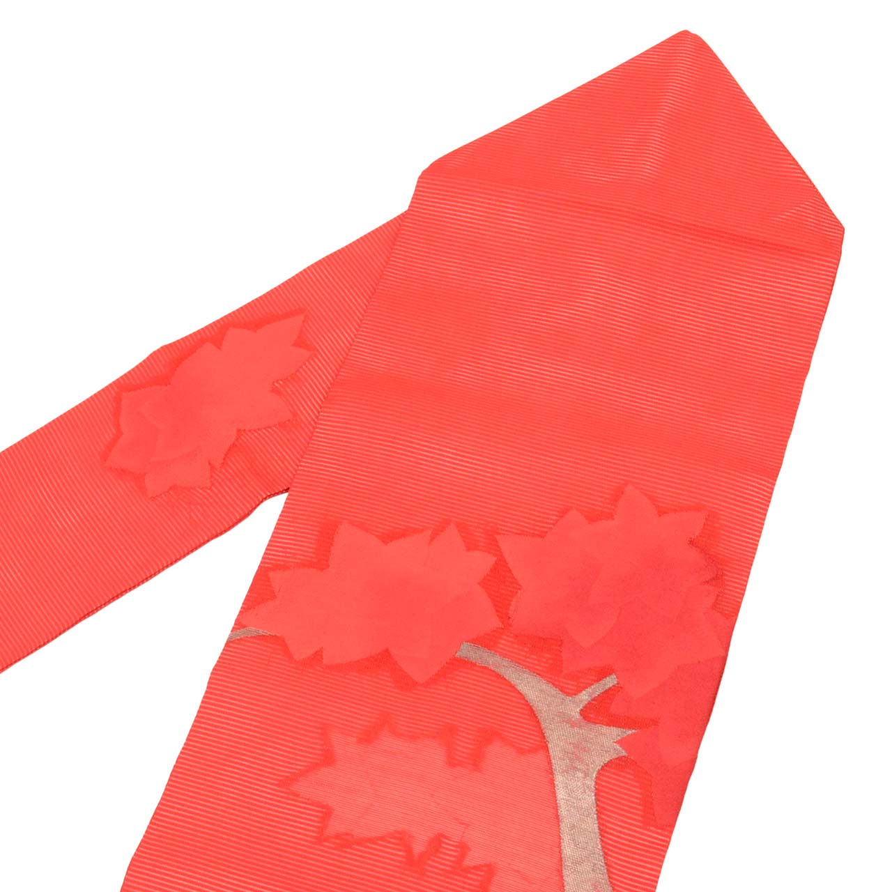 Vintage Japanese Obi | Summer Nagoya Obi | Red Silk Ro | Floral | Silver Thread | Sustainable | uu1109b