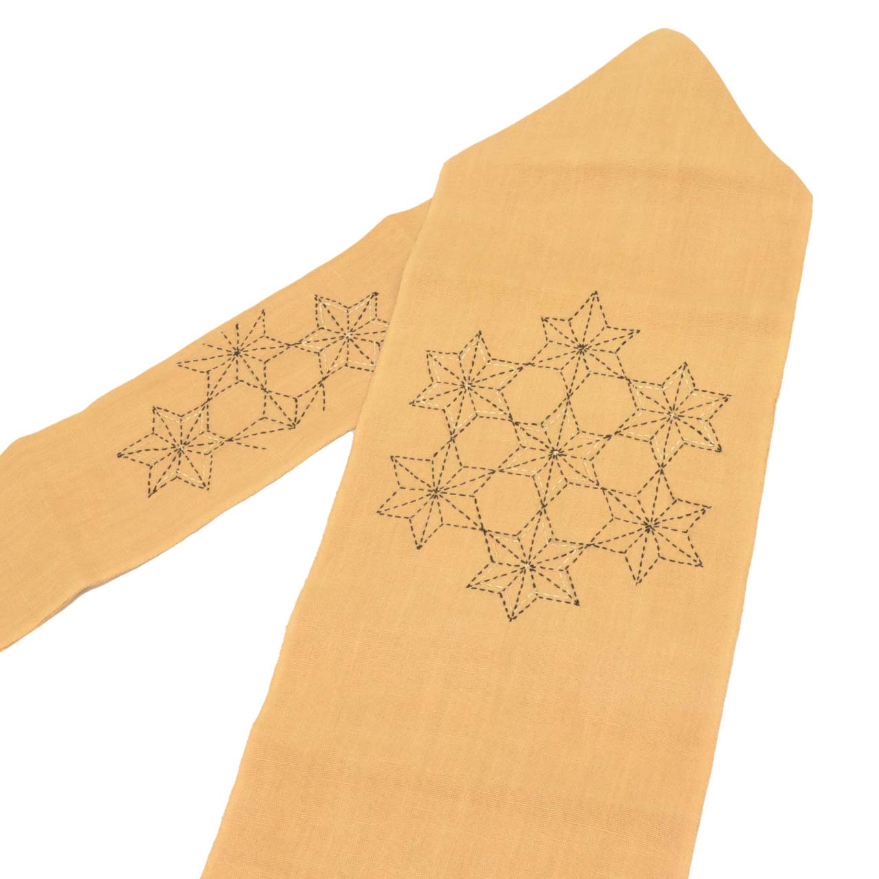 Vintage Japanese Obi | Summer Nagoya Obi | Brown Linen | Hemp Leaf Sashiko | Eight-sun | Sustainable | uu1119b