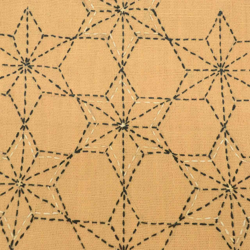 Vintage Japanese Obi | Summer Nagoya Obi | Brown Linen | Hemp Leaf Sashiko | Eight-sun | Sustainable | uu1119b