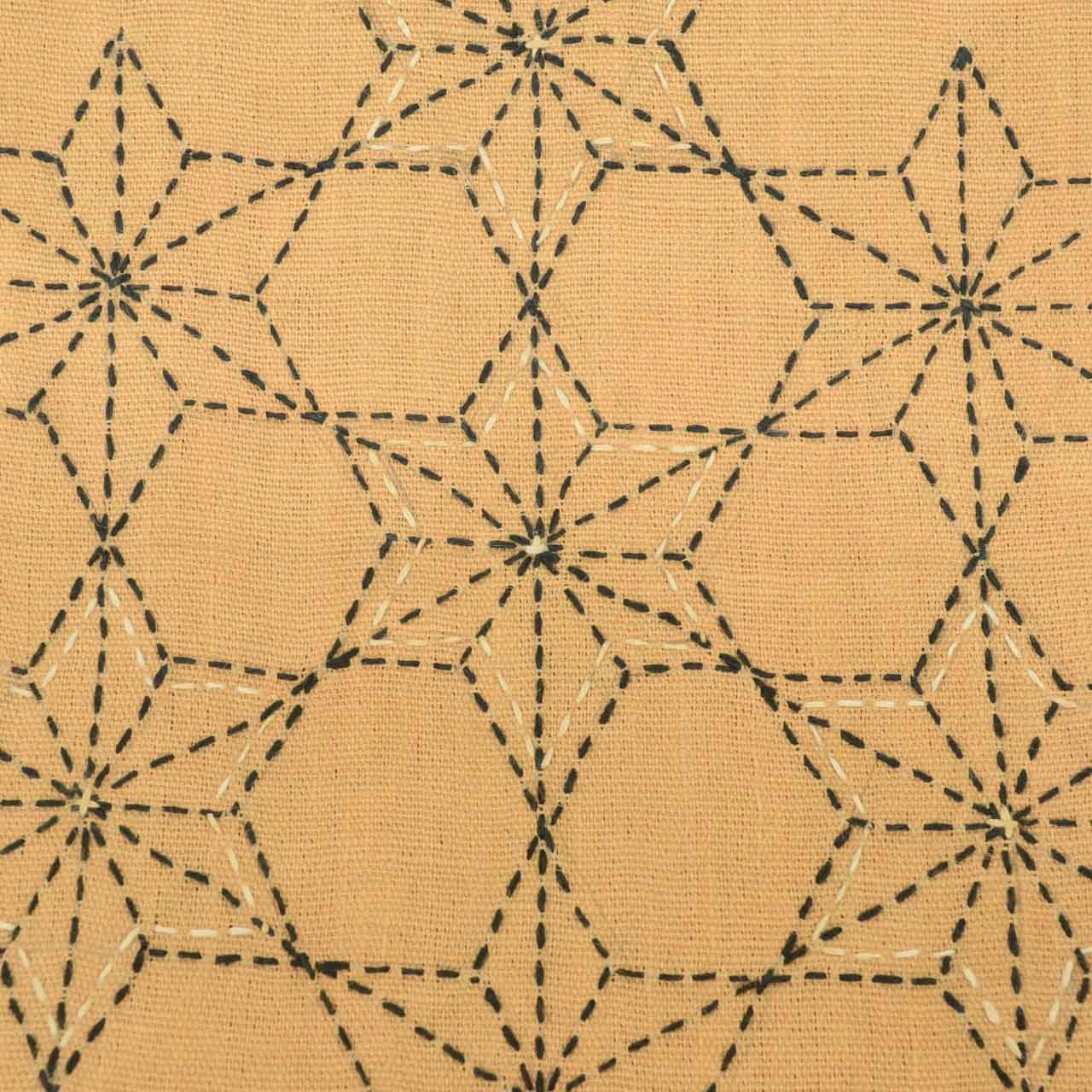 Vintage Japanese Obi | Summer Nagoya Obi | Brown Linen | Hemp Leaf Sashiko | Eight-sun | Sustainable | uu1119b