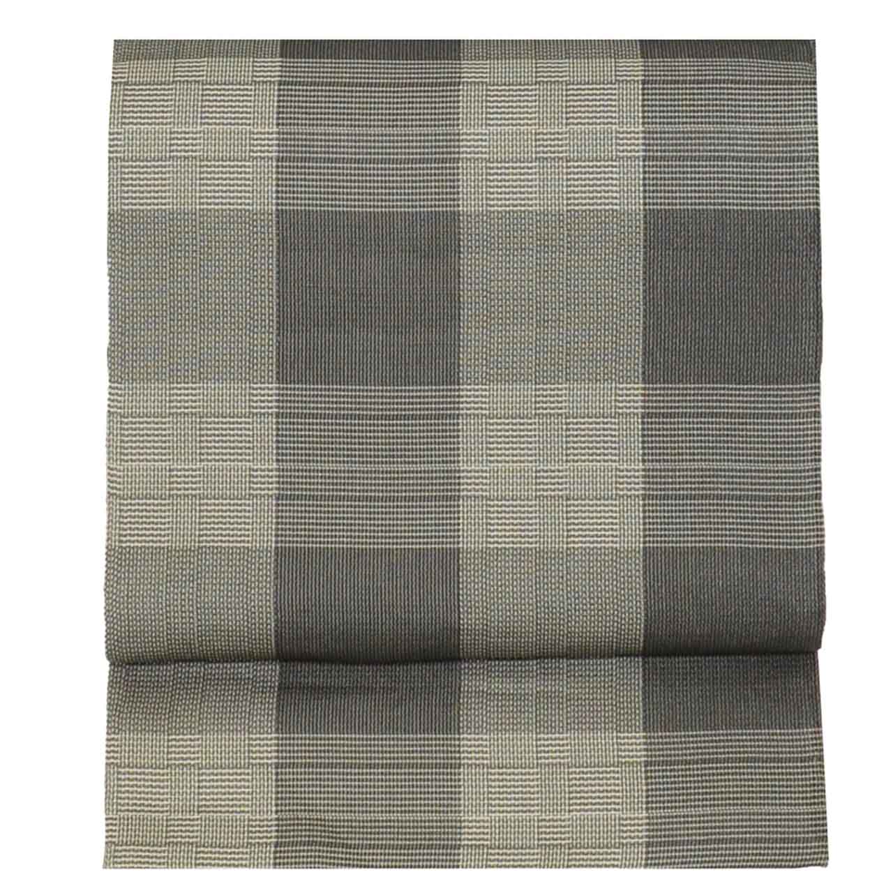 Vintage Japanese Obi | Summer Sha-re Fukuro Obi | Gray Silk | Lattice Pattern | Nishijin Certified | Sustainable | uu1120b