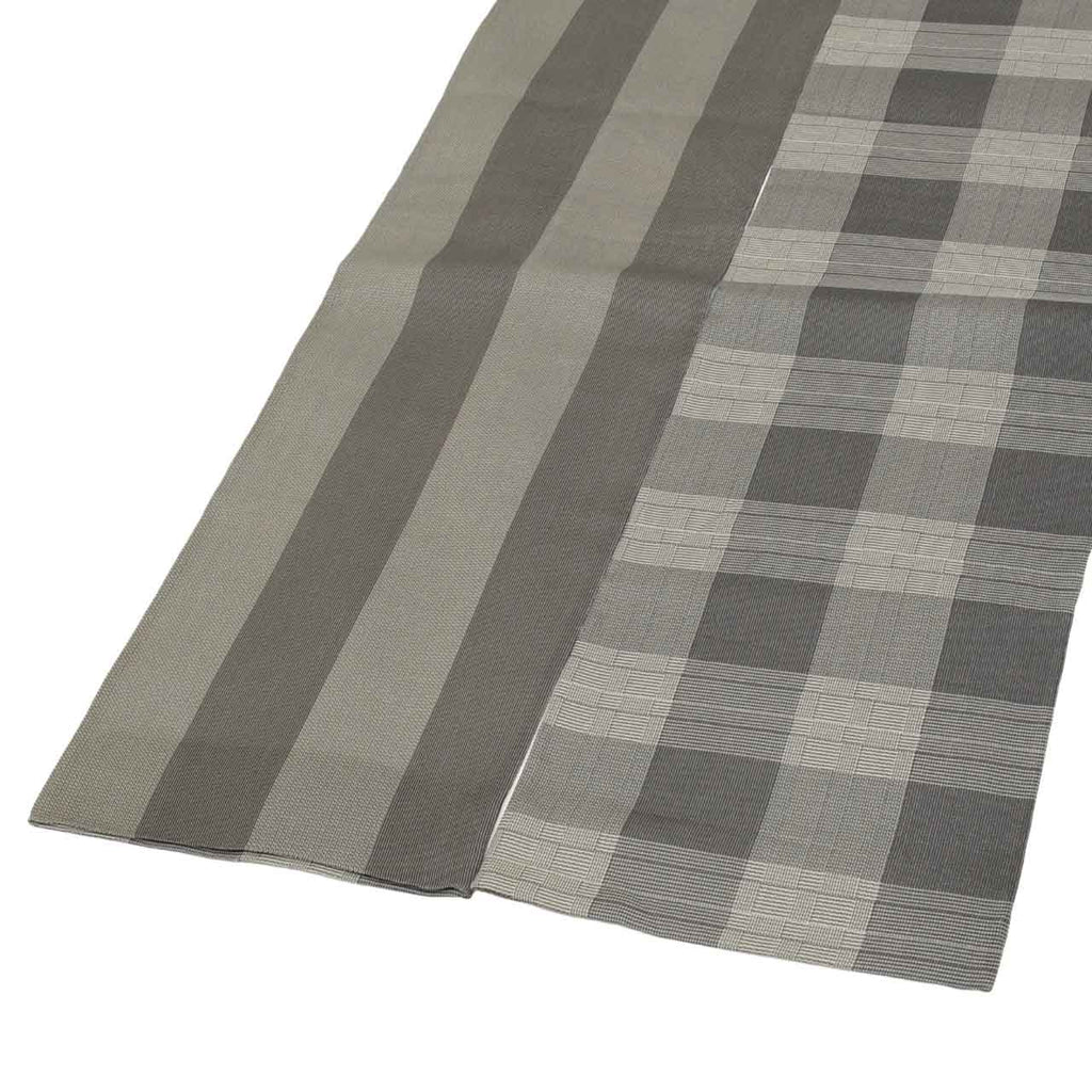 Vintage Japanese Obi | Summer Sha-re Fukuro Obi | Gray Silk | Lattice Pattern | Nishijin Certified | Sustainable | uu1120b