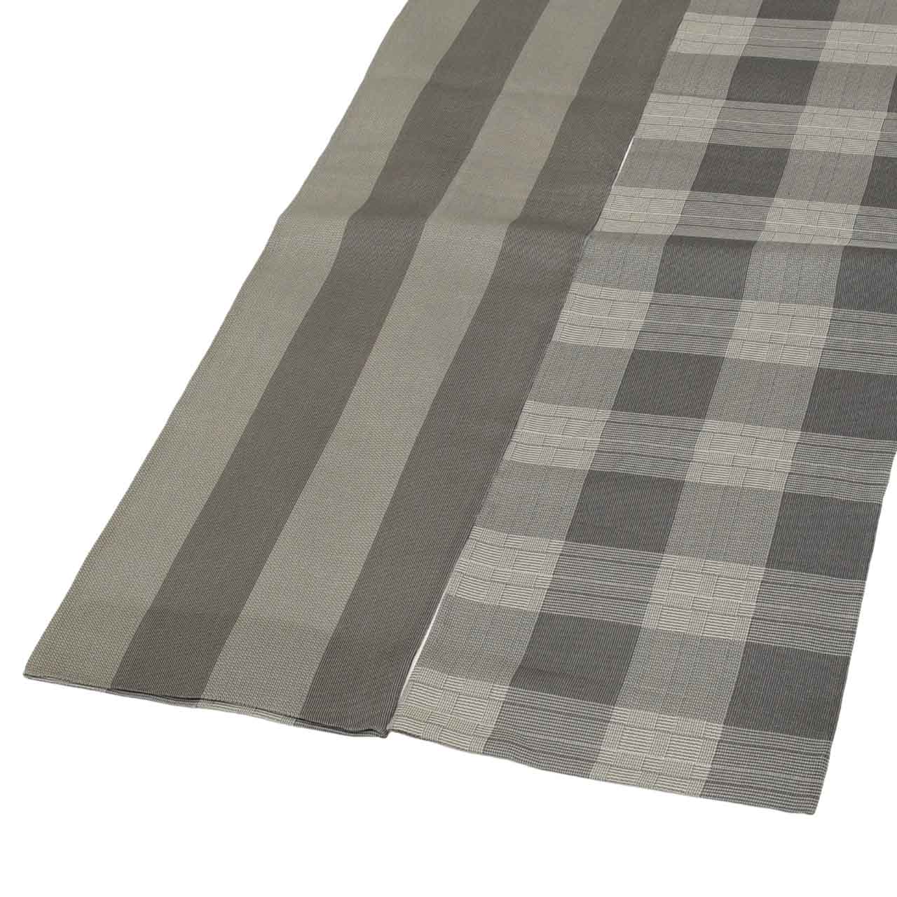 Vintage Japanese Obi | Summer Sha-re Fukuro Obi | Gray Silk | Lattice Pattern | Nishijin Certified | Sustainable | uu1120b