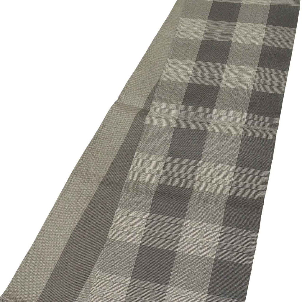 Vintage Japanese Obi | Summer Sha-re Fukuro Obi | Gray Silk | Lattice Pattern | Nishijin Certified | Sustainable | uu1120b