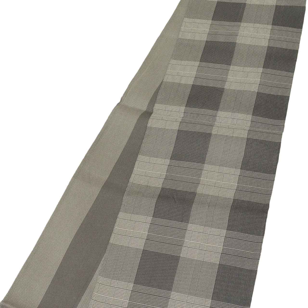Vintage Japanese Obi | Summer Sha-re Fukuro Obi | Gray Silk | Lattice Pattern | Nishijin Certified | Sustainable | uu1120b