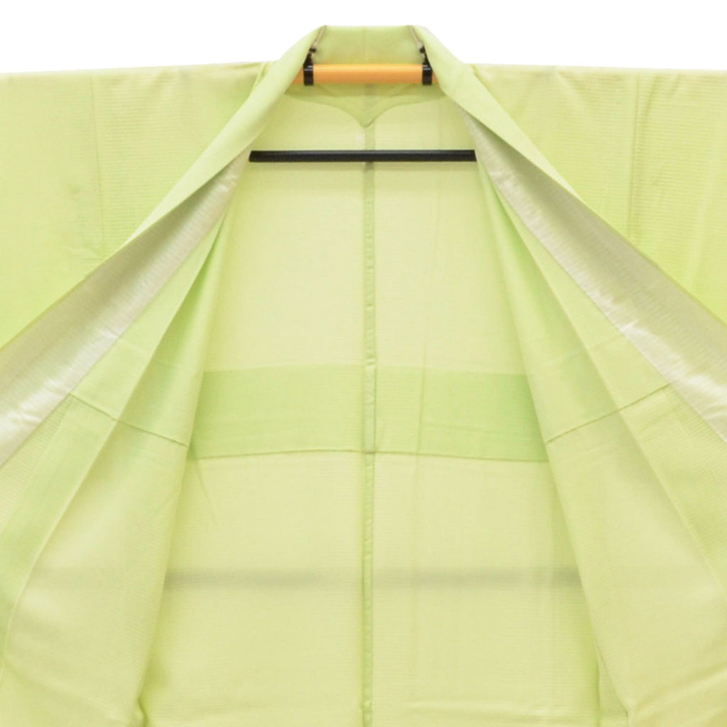 Vintage Japanese Kimono | Summer Iro-Muji | Green Silk Ro | One Crest | Excellent | Petite Size S | Sustainable | uu1134b