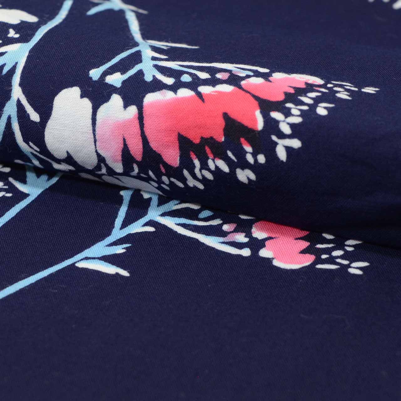 Vintage Japanese Yukata | Women's Yukata | Navy Cotton | Floral Pattern | Koma-ji Chuzome | Size M | Sustainable | uu1141b