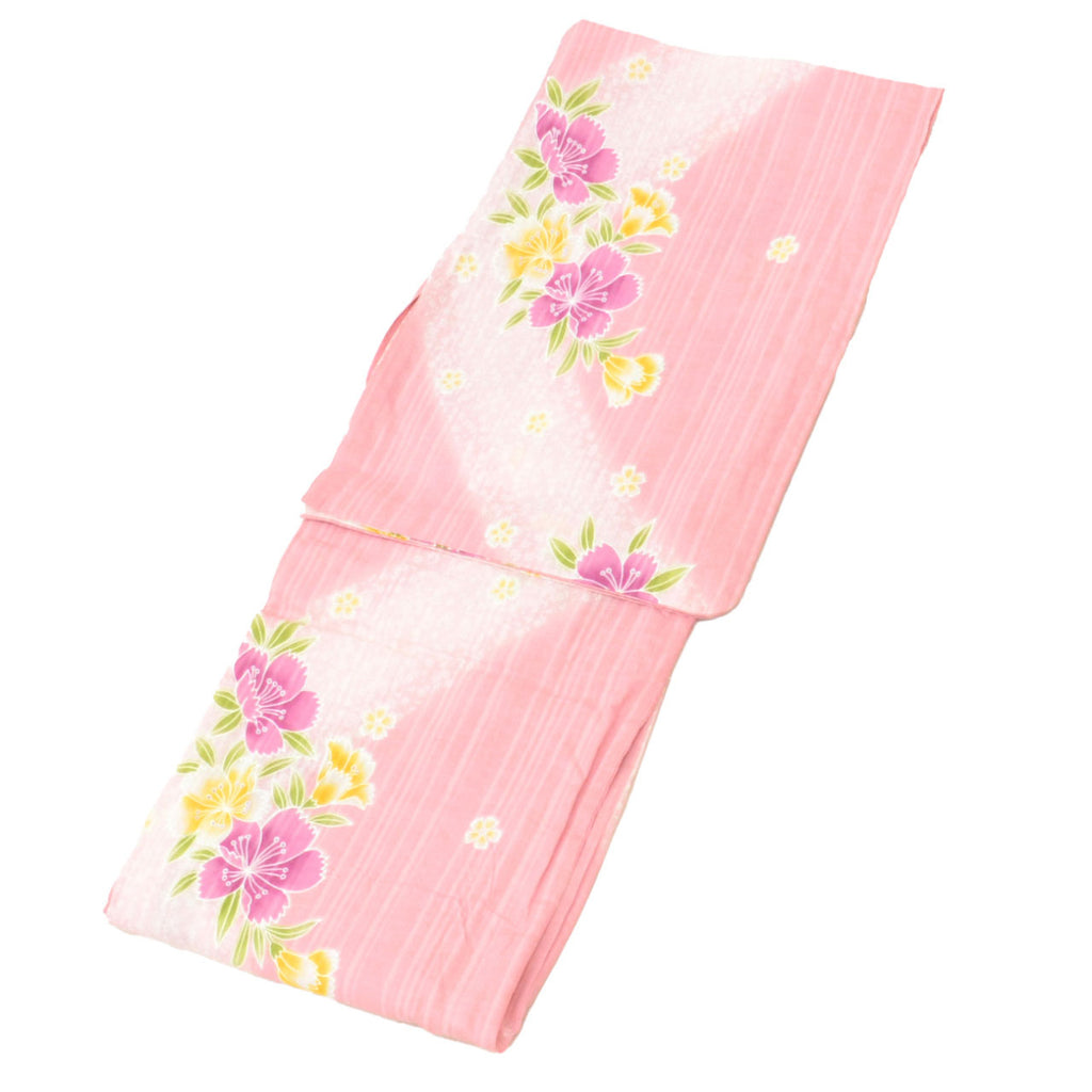 Vintage Japanese Yukata | Women's Yukata | Pink Cotton | Floral Pattern | Tall Size LL | Sustainable | uu1148b