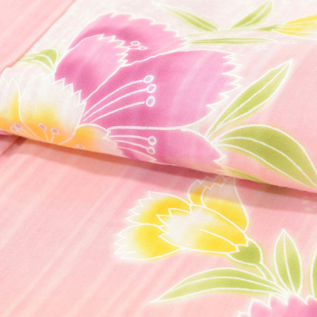 Vintage Japanese Yukata | Women's Yukata | Pink Cotton | Floral Pattern | Tall Size LL | Sustainable | uu1148b