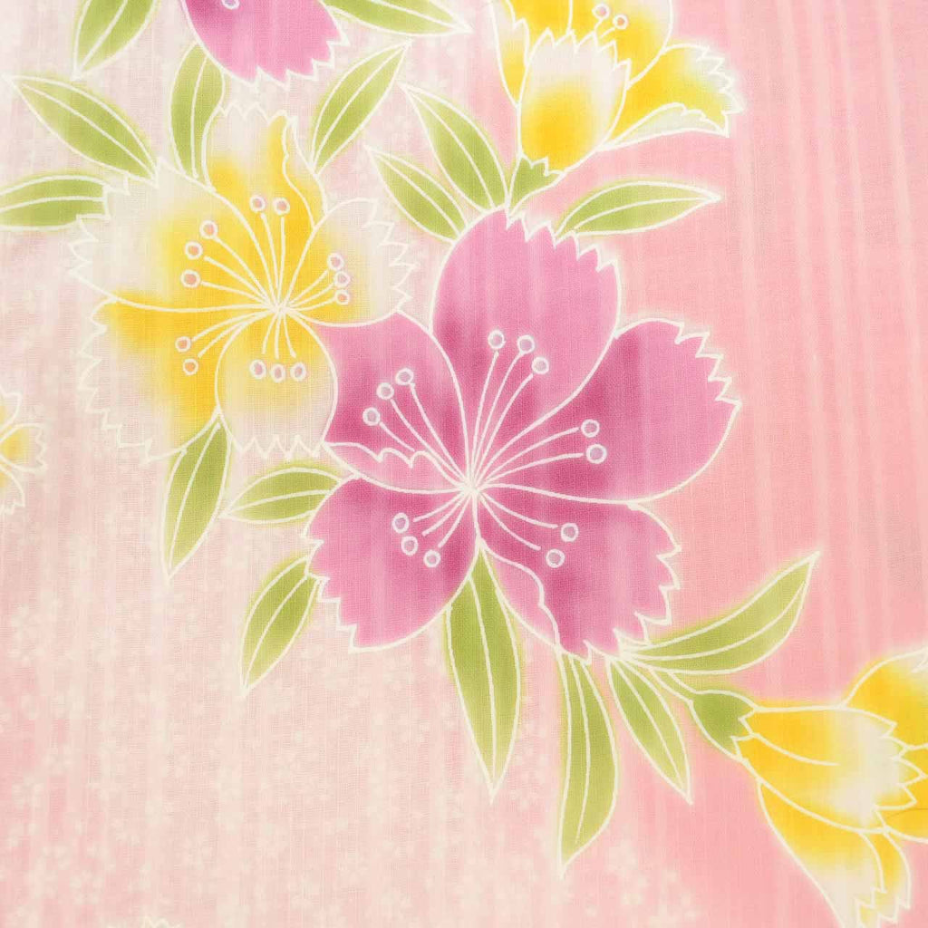 Vintage Japanese Yukata | Women's Yukata | Pink Cotton | Floral Pattern | Tall Size LL | Sustainable | uu1148b