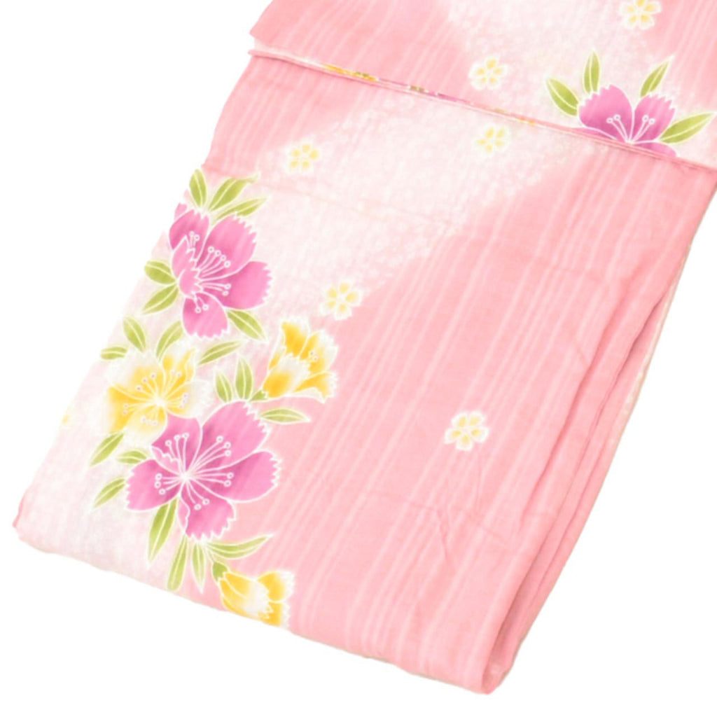 Vintage Japanese Yukata | Women's Yukata | Pink Cotton | Floral Pattern | Tall Size LL | Sustainable | uu1148b