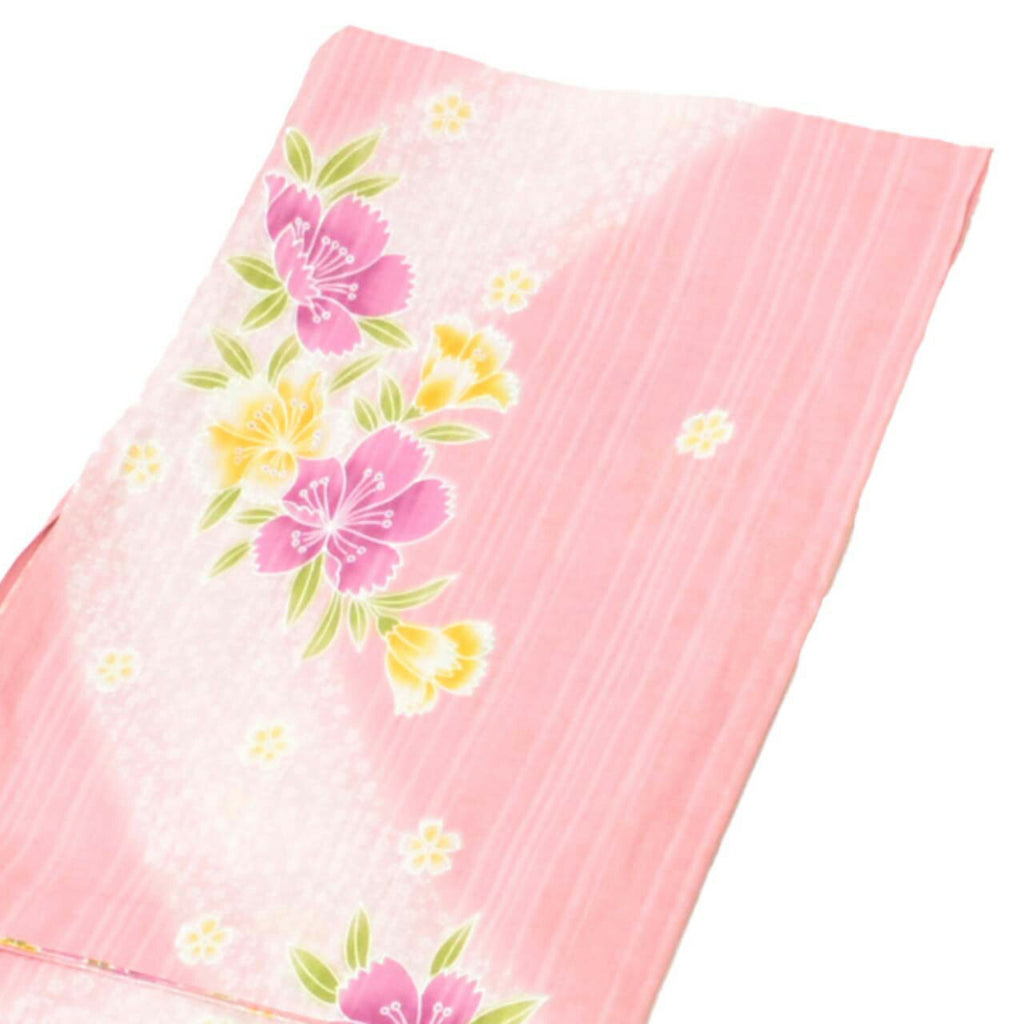 Vintage Japanese Yukata | Women's Yukata | Pink Cotton | Floral Pattern | Tall Size LL | Sustainable | uu1148b
