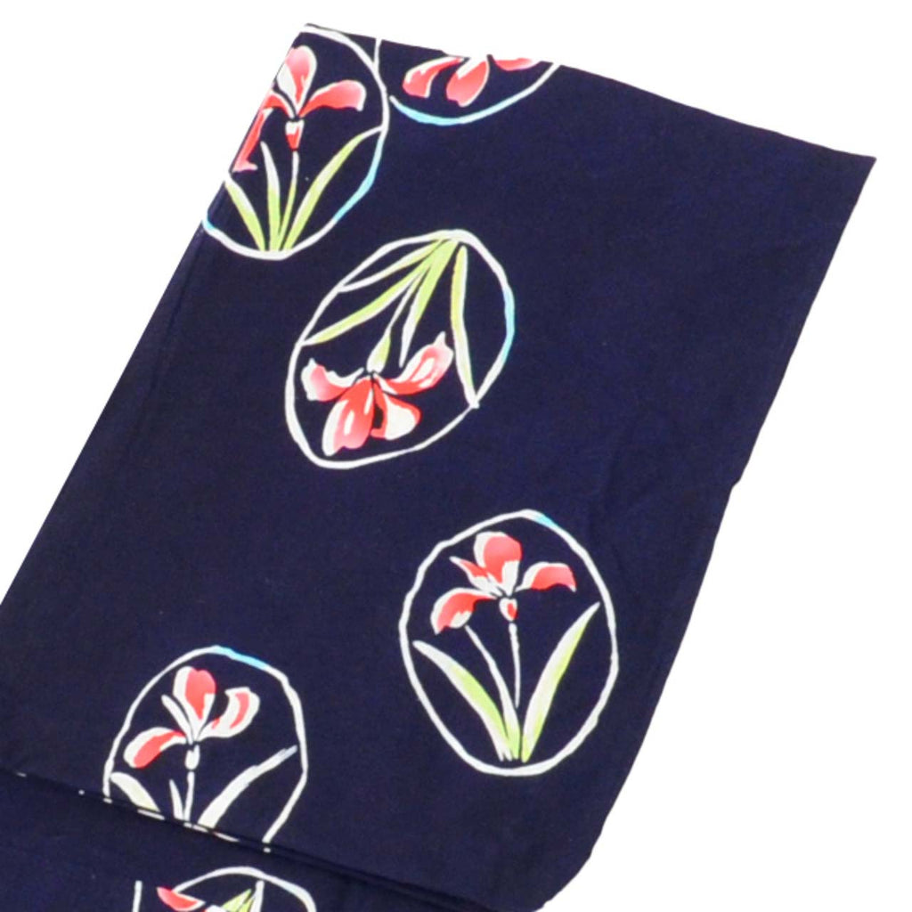 Vintage Japanese Yukata | Women's Yukata | Navy Cotton | Iris Circle Pattern | Koma-ji Chuzome | Petite Size S | Sustainable | uu1153b