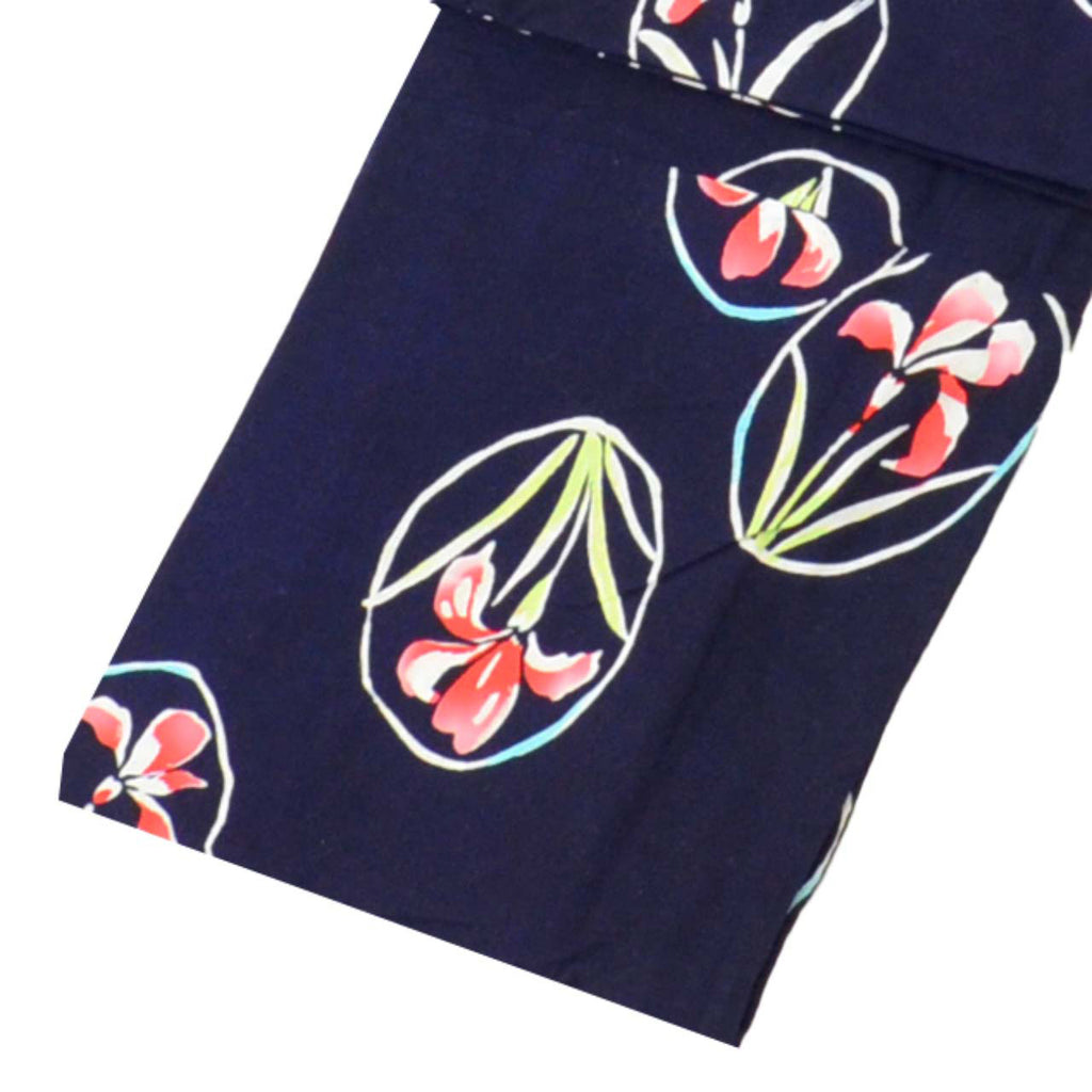 Vintage Japanese Yukata | Women's Yukata | Navy Cotton | Iris Circle Pattern | Koma-ji Chuzome | Petite Size S | Sustainable | uu1153b