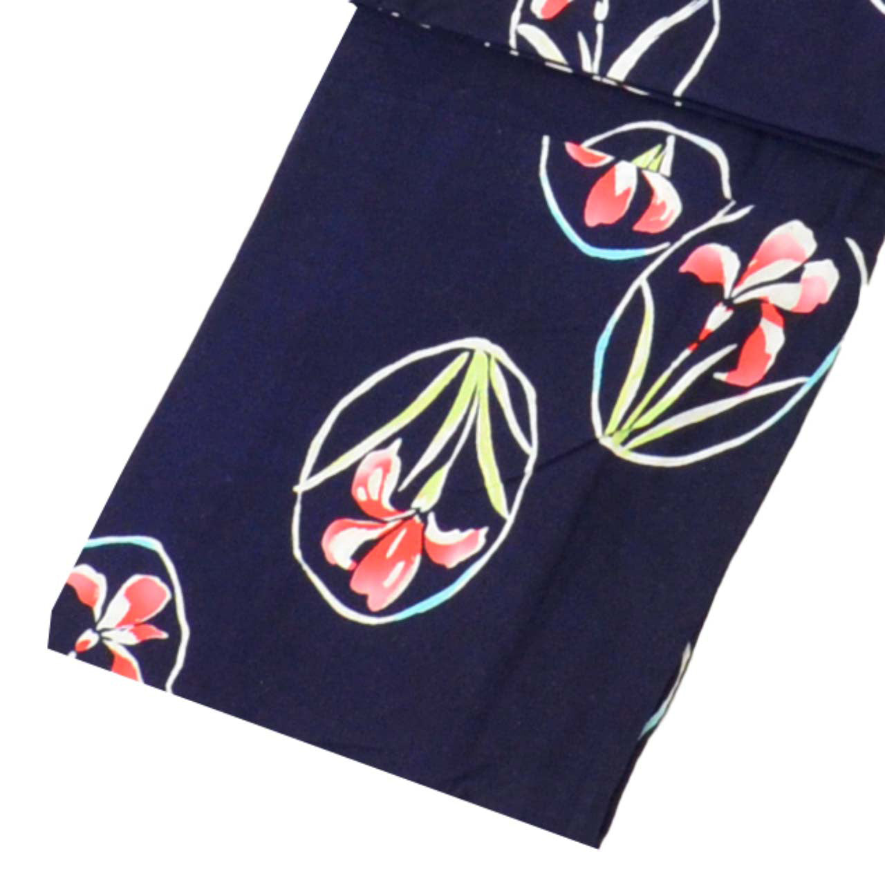 Vintage Japanese Yukata | Women's Yukata | Navy Cotton | Iris Circle Pattern | Koma-ji Chuzome | Petite Size S | Sustainable | uu1153b