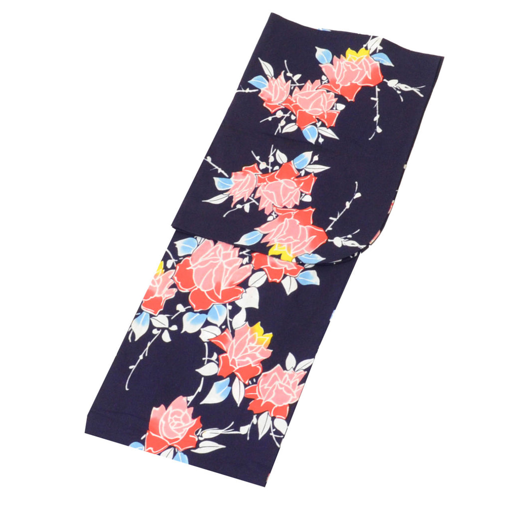 Vintage Japanese Yukata | Women's Yukata | Navy Cotton | Rose Pattern | Koma-ji Chuzome | Size M | Sustainable | uu1154b