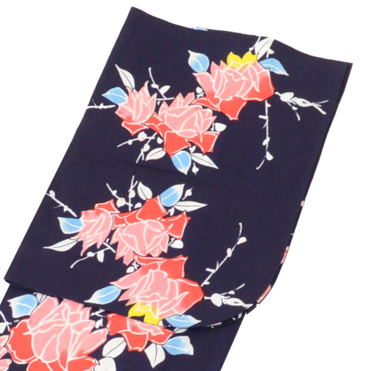 Vintage Japanese Yukata | Women's Yukata | Navy Cotton | Rose Pattern | Koma-ji Chuzome | Size M | Sustainable | uu1154b