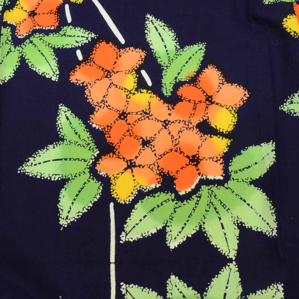 Vintage Japanese Yukata | Women's Yukata | Navy Cotton | Circle Floral | Koma-ji Chuzome | Petite Size S | Sustainable | uu1155b