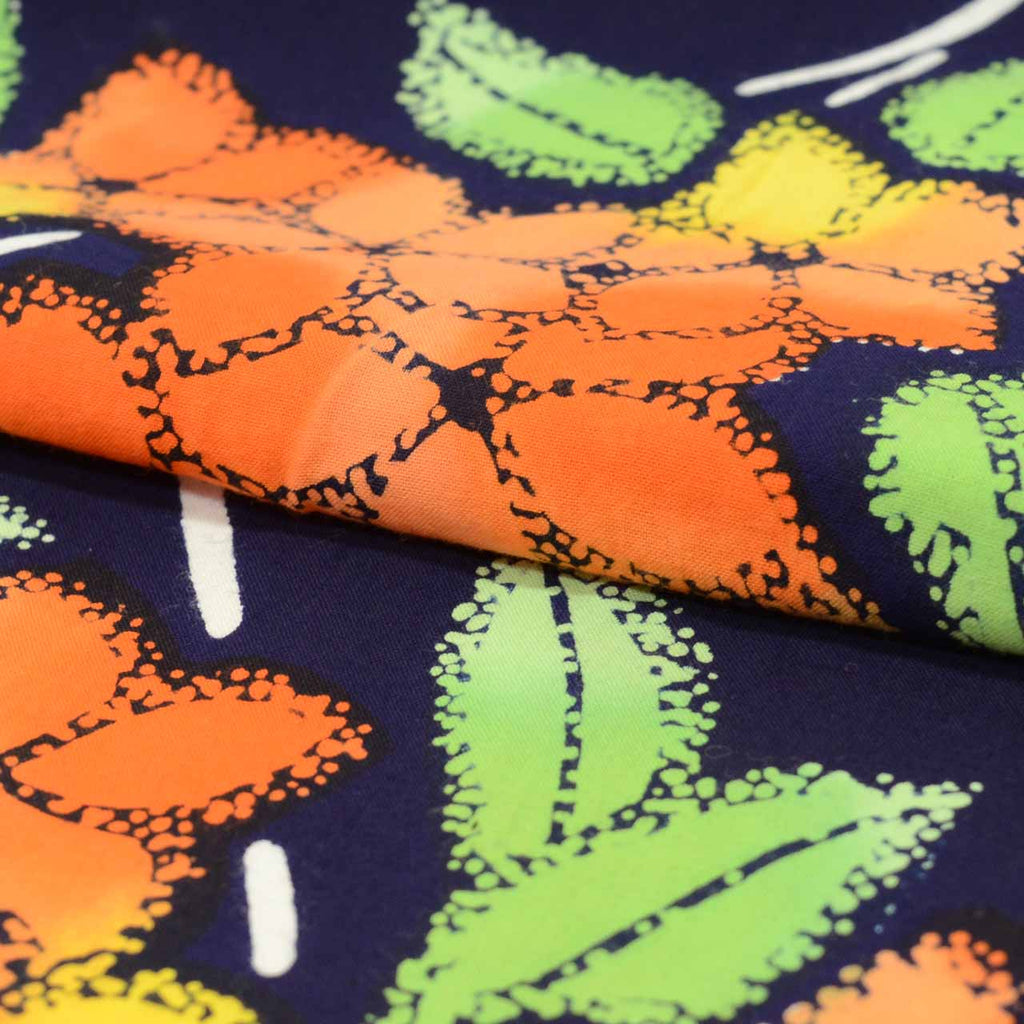 Vintage Japanese Yukata | Women's Yukata | Navy Cotton | Circle Floral | Koma-ji Chuzome | Petite Size S | Sustainable | uu1155b
