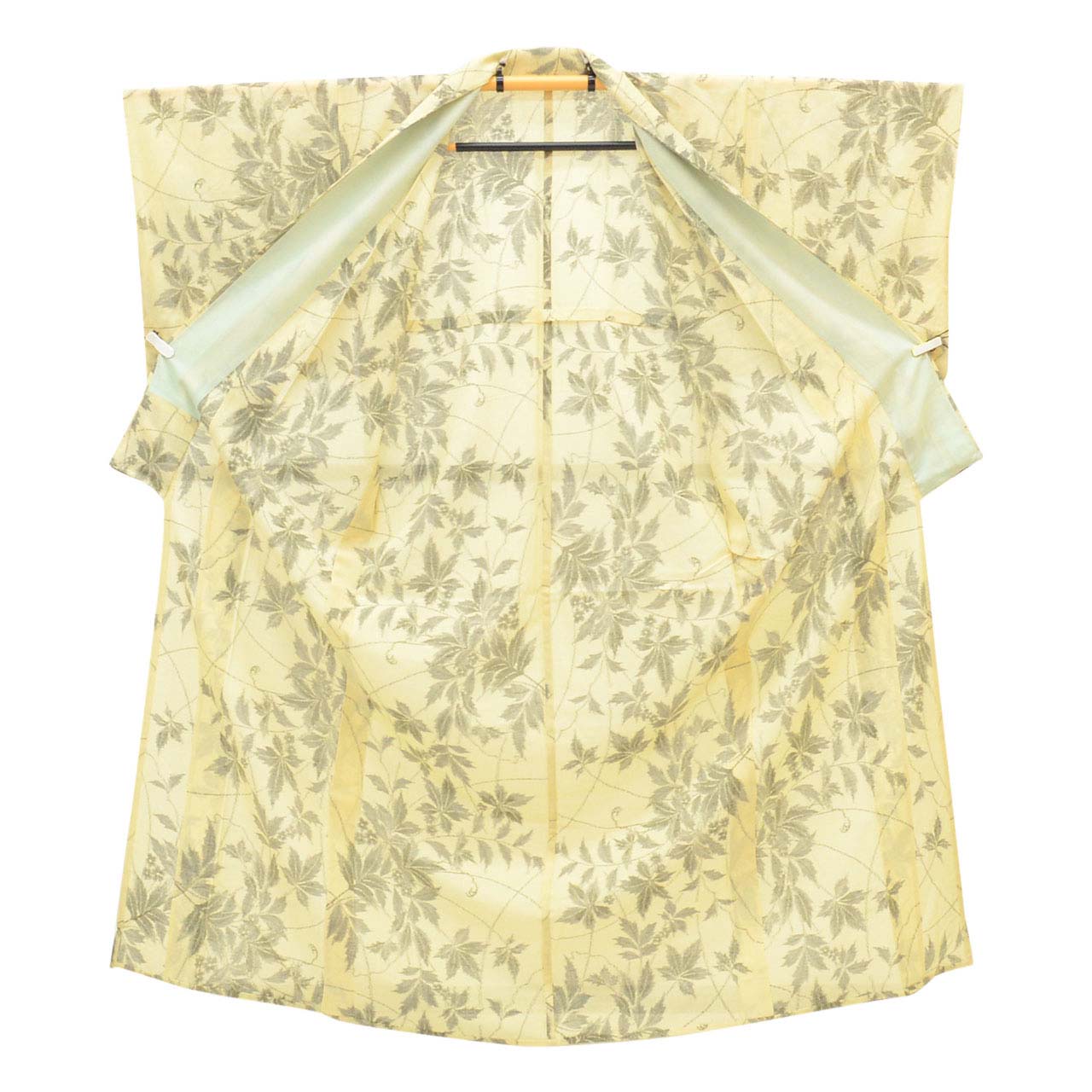 Vintage Japanese Kimono | Summer Komon | Beige Mixed Weave | Botanical Pattern | Tsumugi Style | Petite Size S | Sustainable | uu1166b