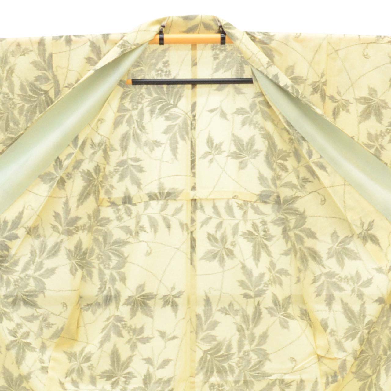 Vintage Japanese Kimono | Summer Komon | Beige Mixed Weave | Botanical Pattern | Tsumugi Style | Petite Size S | Sustainable | uu1166b