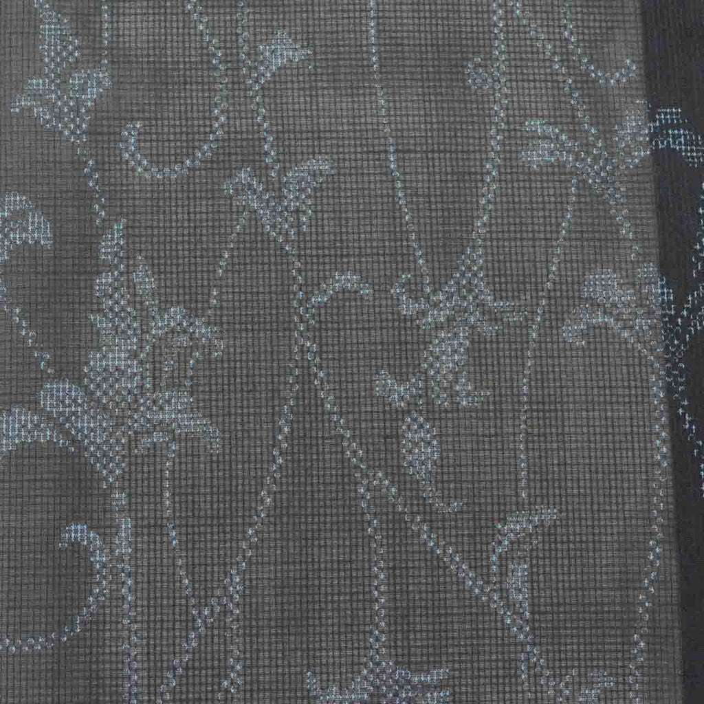Vintage Japanese Kimono | Summer Komon | Black Synthetic Ro | Floral Arabesque | Washable | Excellent | Size L | Sustainable | uu1189b