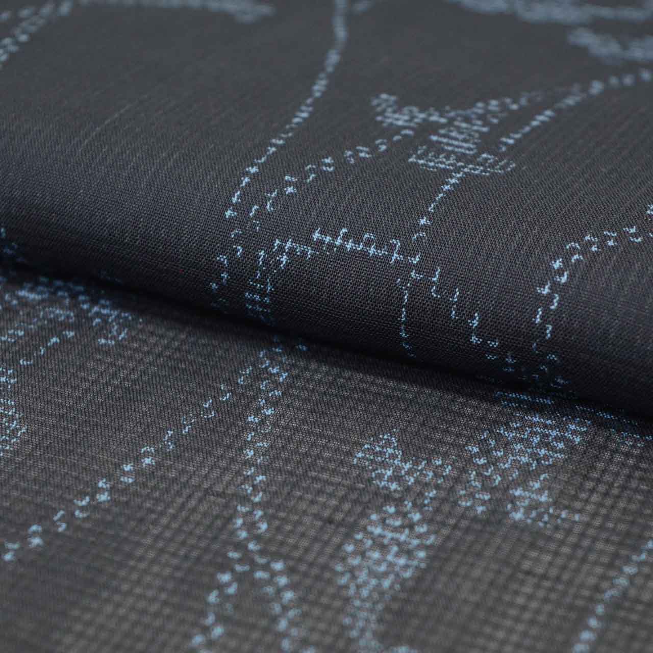Vintage Japanese Kimono | Summer Komon | Black Synthetic Ro | Floral Arabesque | Washable | Excellent | Size L | Sustainable | uu1189b