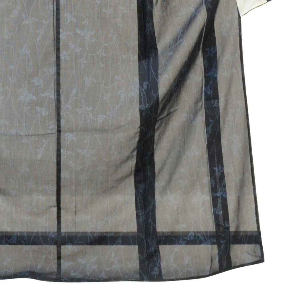 Vintage Japanese Kimono | Summer Komon | Black Synthetic Ro | Floral Arabesque | Washable | Excellent | Size L | Sustainable | uu1189b