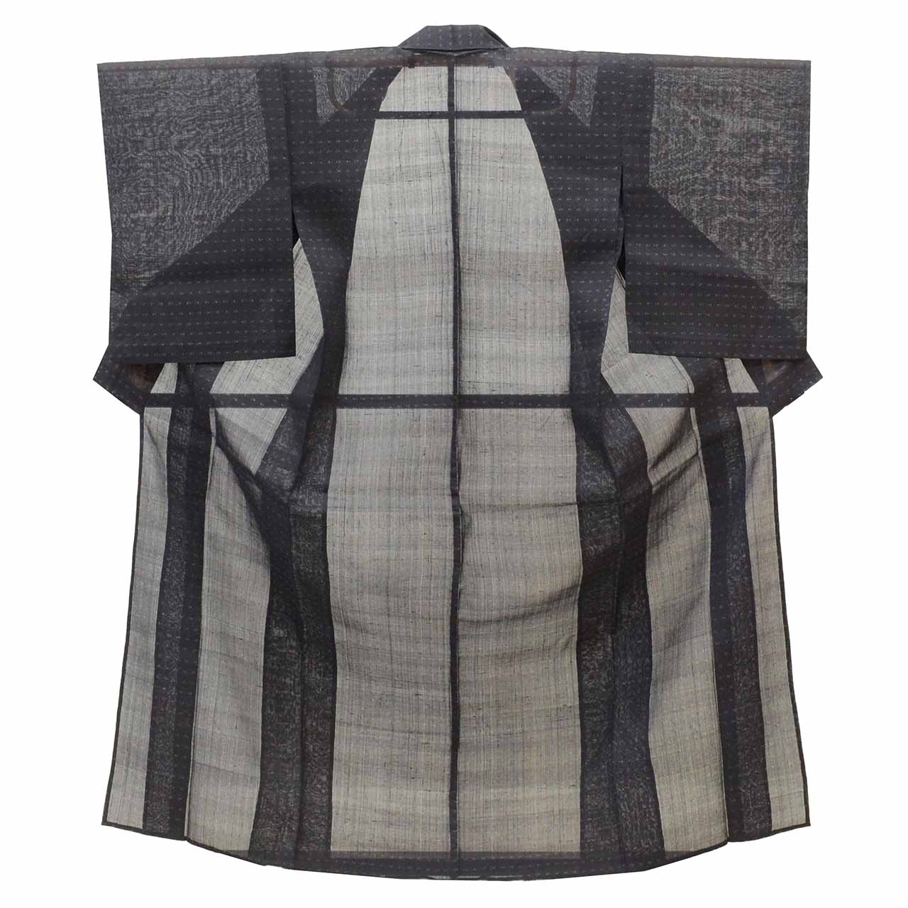 Vintage Japanese Kimono | Summer Tsumugi | Black Silk | Kasuri Pattern | Unlined | Petite Size S | Sustainable | uu1190b