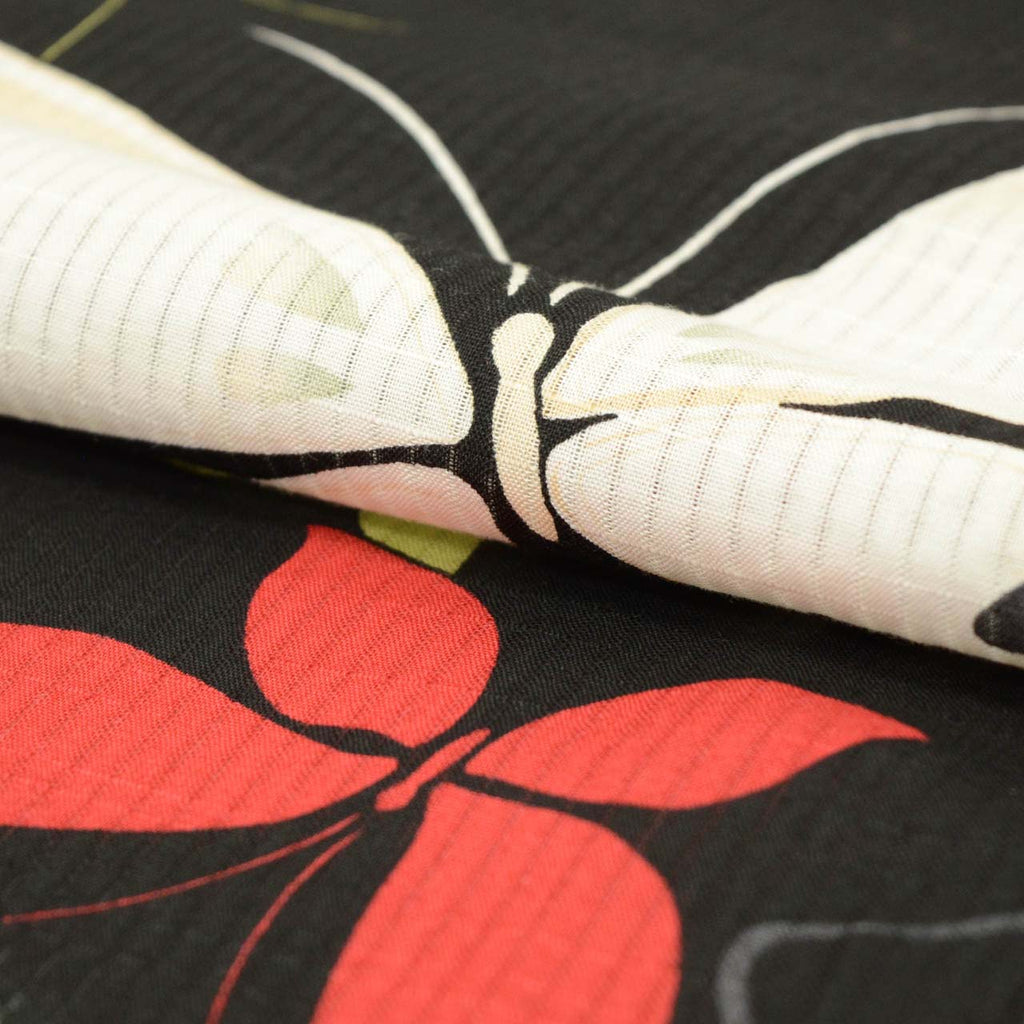 Vintage Japanese Yukata | Women's Yukata | Black Cotton Ro | Butterfly Pattern | Size M | Sustainable | uu1197b
