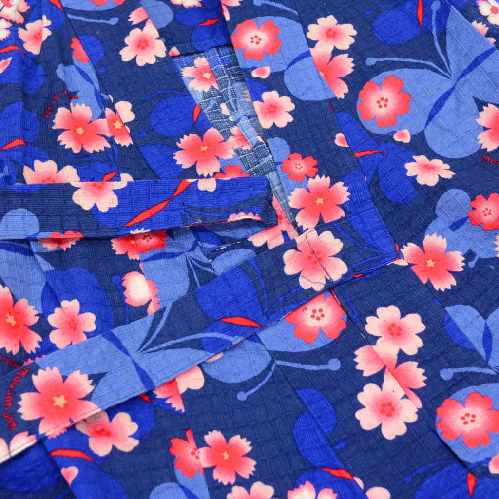 [Used] Children's Yukata (Girls') with Heiko Obi (Sash) Set, Cotton, Recycled Yukata, Kids Size 100, Navy Blue with Floral and Butterfly Pattern, Moujonjon uu1202b 