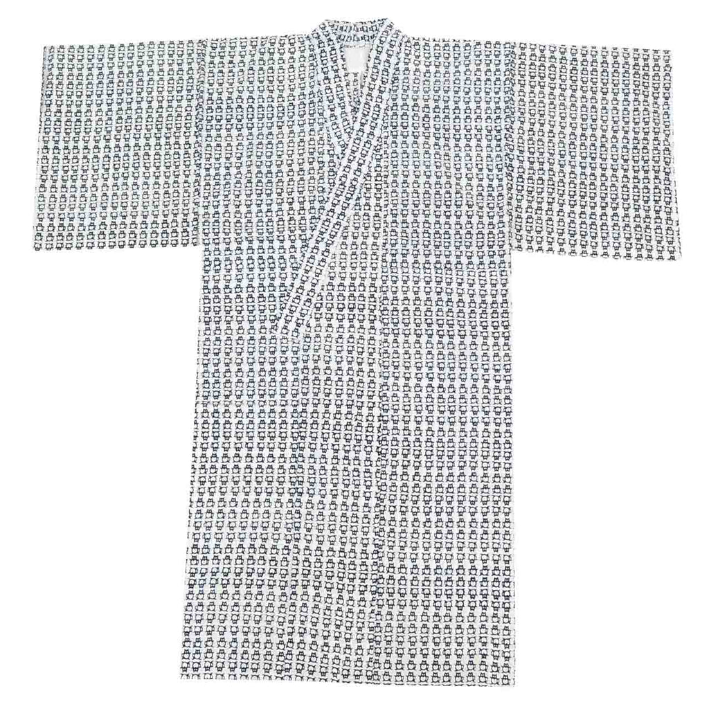 Vintage Japanese Yukata | Boy's Yukata | White Cotton | Tanuki Raccoon Dog Pattern | Kids Size 120 | Sustainable | uu1205b