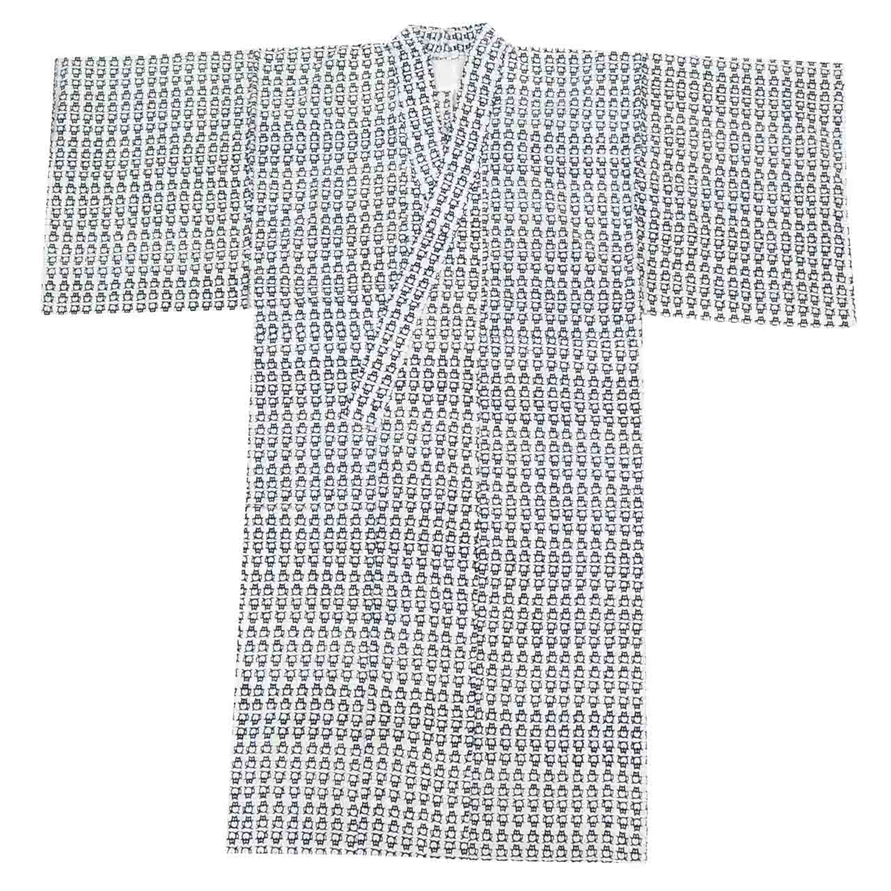 Vintage Japanese Yukata | Boy's Yukata | White Cotton | Tanuki Raccoon Dog Pattern | Kids Size 120 | Sustainable | uu1205b