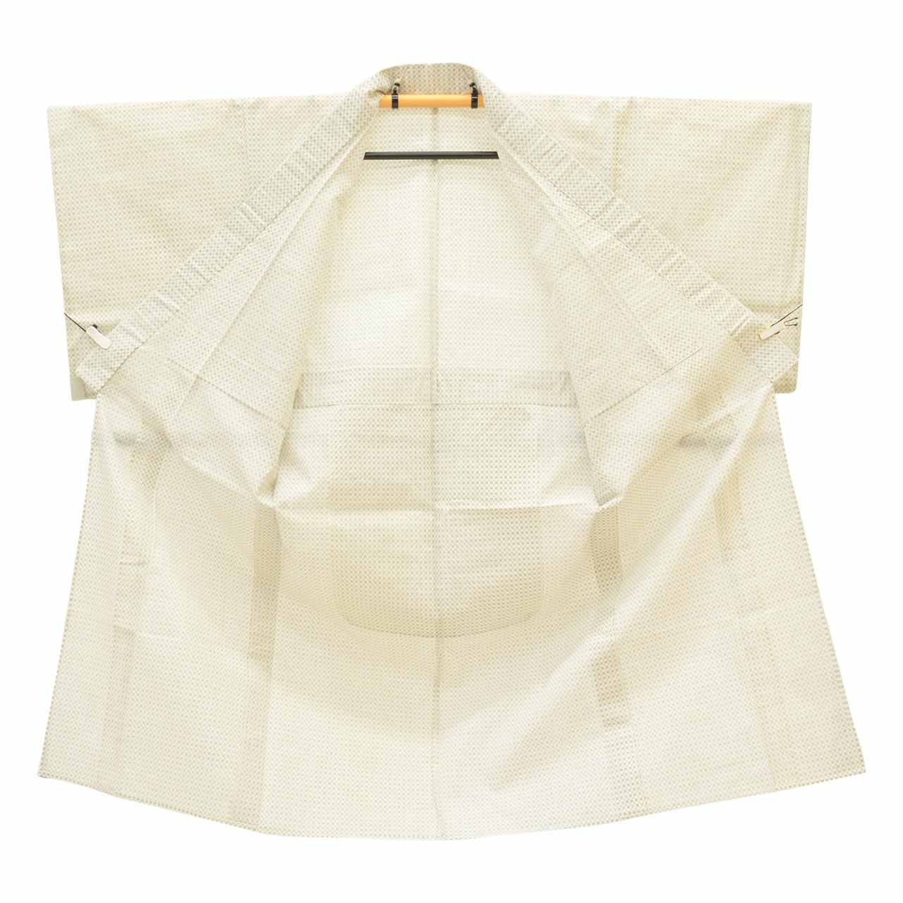 [Used] Recycled Kimono, Men's Summer Wear, Mixed Fabric, Ready-made, Sleeve Length 67.0cm (26.4in), Body Length 140.0cm (55.1in), Size M, White, Kasuri Pattern, Men's, uu1206b 