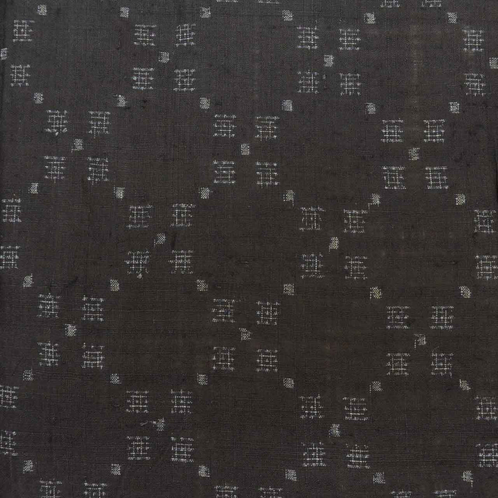 Vintage Japanese Kimono | Miyako Jofu | Black Linen | Kasuri Pattern | Antique | UNESCO Designated | Petite Size S | Sustainable | uu1209b
