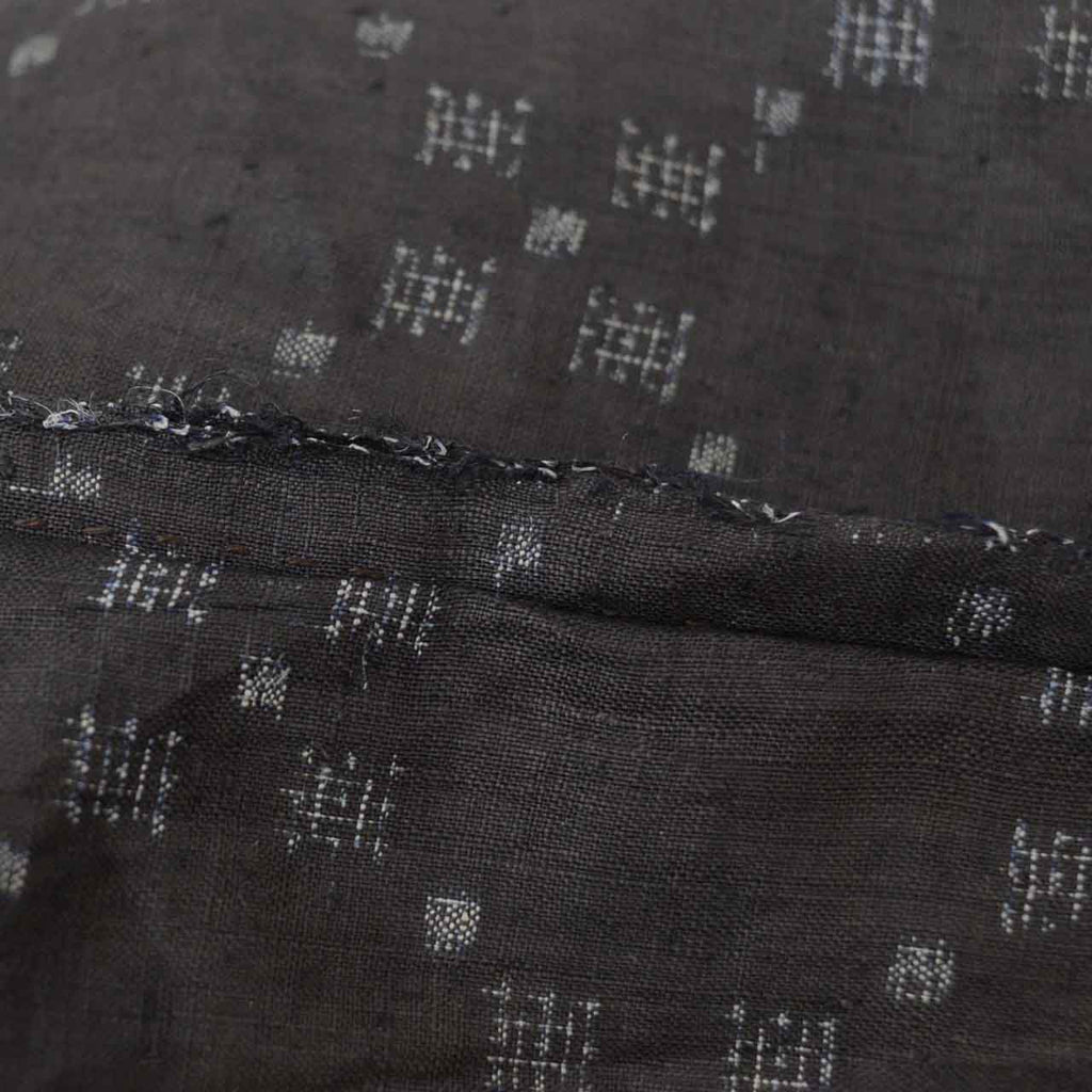 Vintage Japanese Kimono | Miyako Jofu | Black Linen | Kasuri Pattern | Antique | UNESCO Designated | Petite Size S | Sustainable | uu1209b