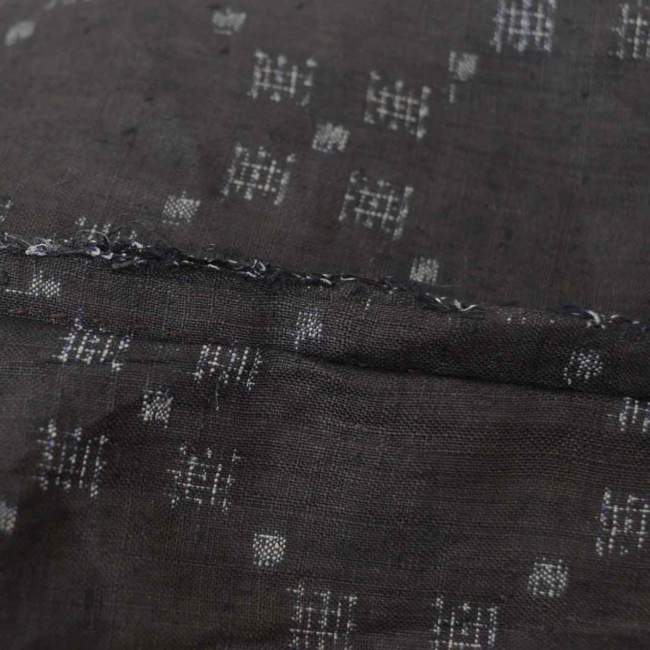Vintage Japanese Kimono | Miyako Jofu | Black Linen | Kasuri Pattern | Antique | UNESCO Designated | Petite Size S | Sustainable | uu1209b