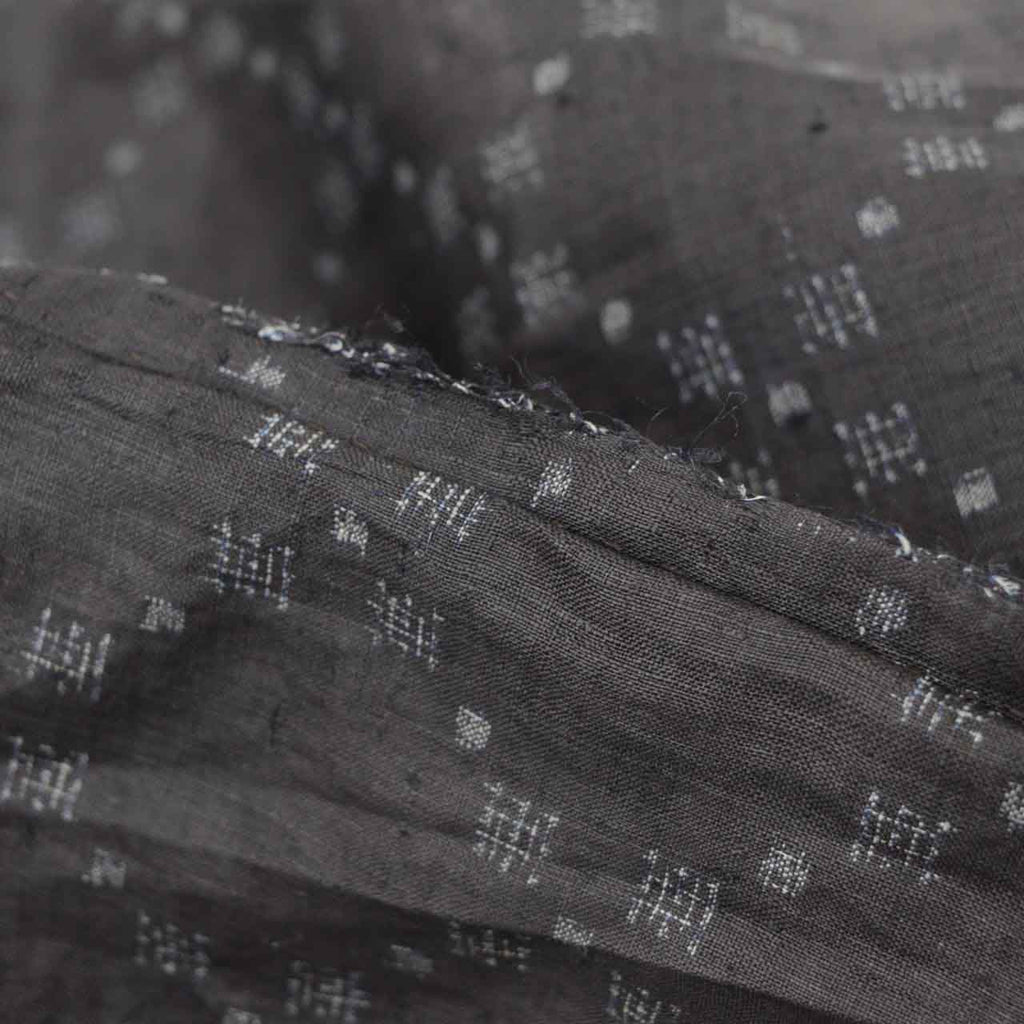 Vintage Japanese Kimono | Miyako Jofu | Black Linen | Kasuri Pattern | Antique | UNESCO Designated | Petite Size S | Sustainable | uu1209b