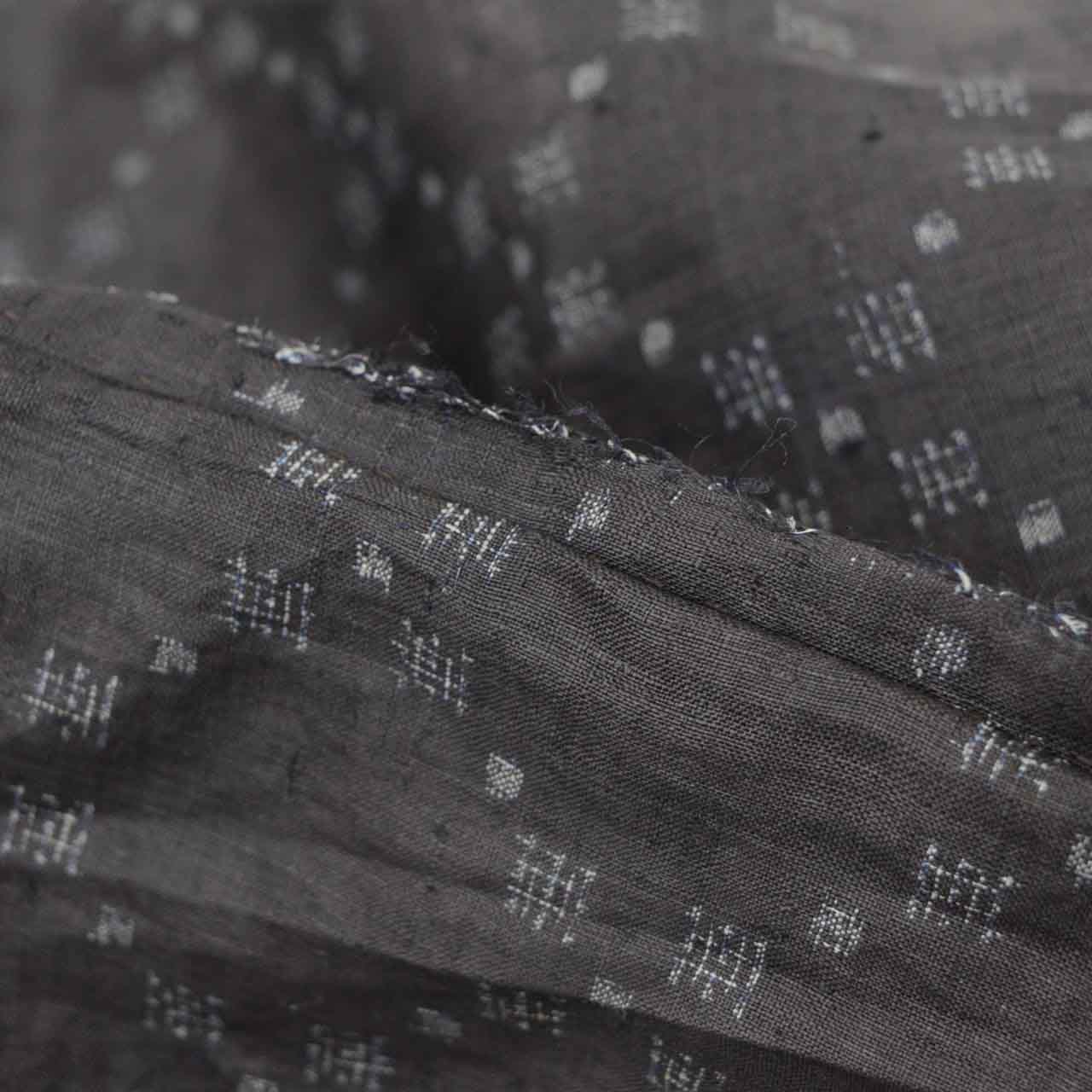 Vintage Japanese Kimono | Miyako Jofu | Black Linen | Kasuri Pattern | Antique | UNESCO Designated | Petite Size S | Sustainable | uu1209b