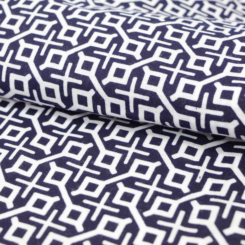 Vintage Japanese Yukata | Men's Yukata | Navy Cotton | Geometric Wari-tsuke Pattern | Koma-ji Chuzome | Size M | Sustainable | uu1223b