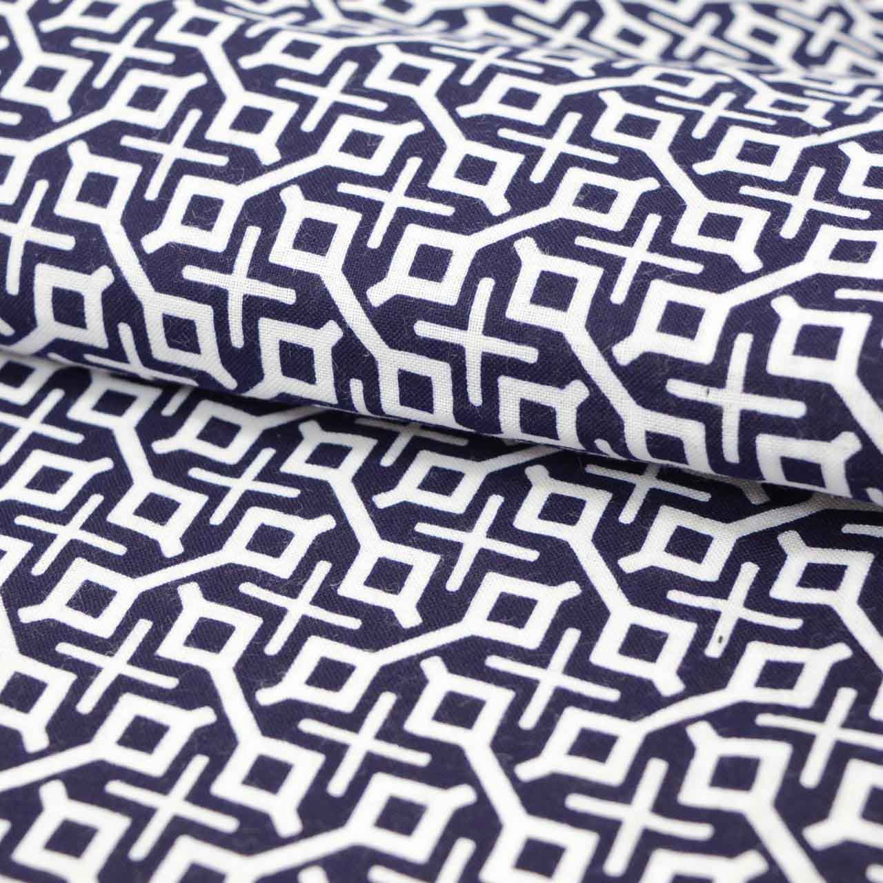 Vintage Japanese Yukata | Men's Yukata | Navy Cotton | Geometric Wari-tsuke Pattern | Koma-ji Chuzome | Size M | Sustainable | uu1223b