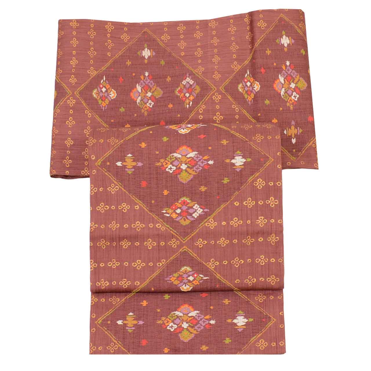 Vintage Japanese Obi | Kyo-bukuro Obi | Purple Silk | Diamond Floral | Gold Thread | Sustainable | uu1228b