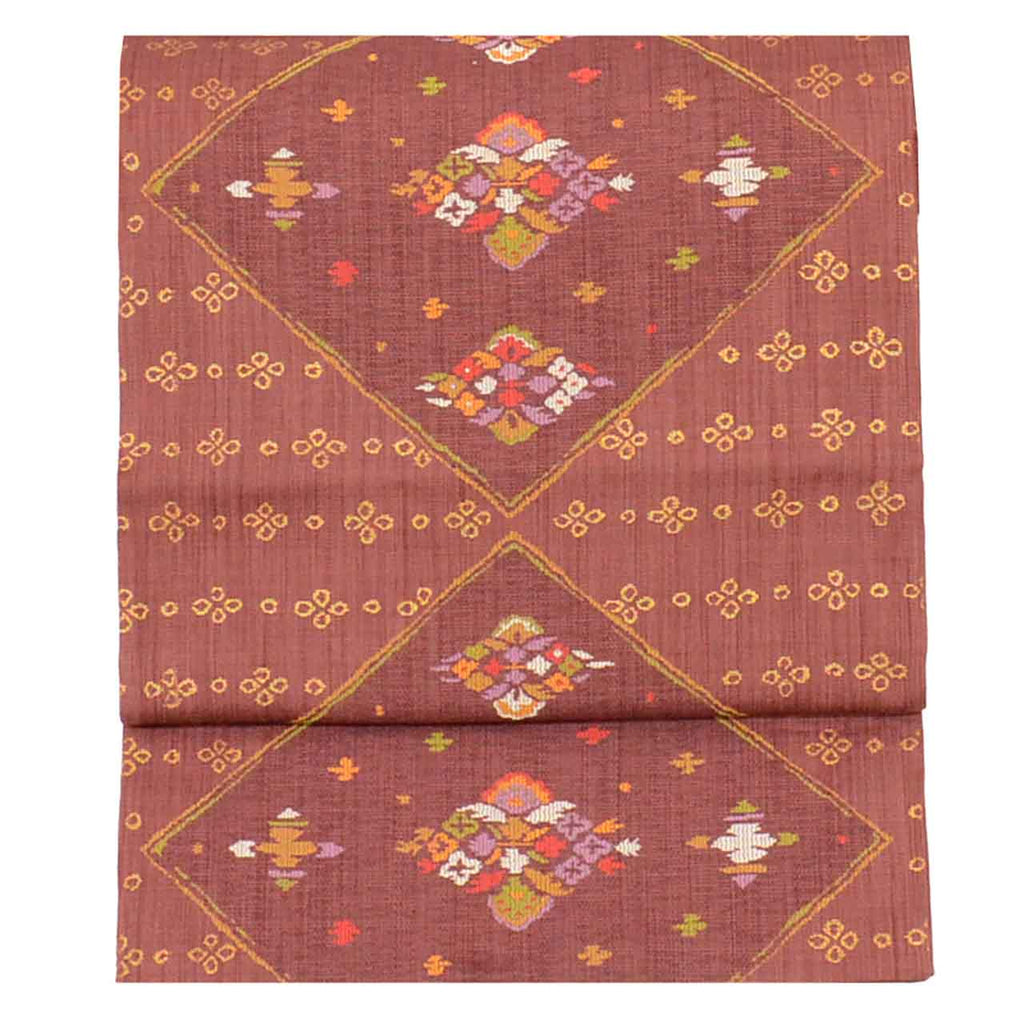 Vintage Japanese Obi | Kyo-bukuro Obi | Purple Silk | Diamond Floral | Gold Thread | Sustainable | uu1228b