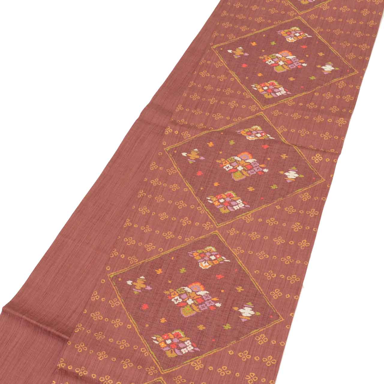 Vintage Japanese Obi | Kyo-bukuro Obi | Purple Silk | Diamond Floral | Gold Thread | Sustainable | uu1228b
