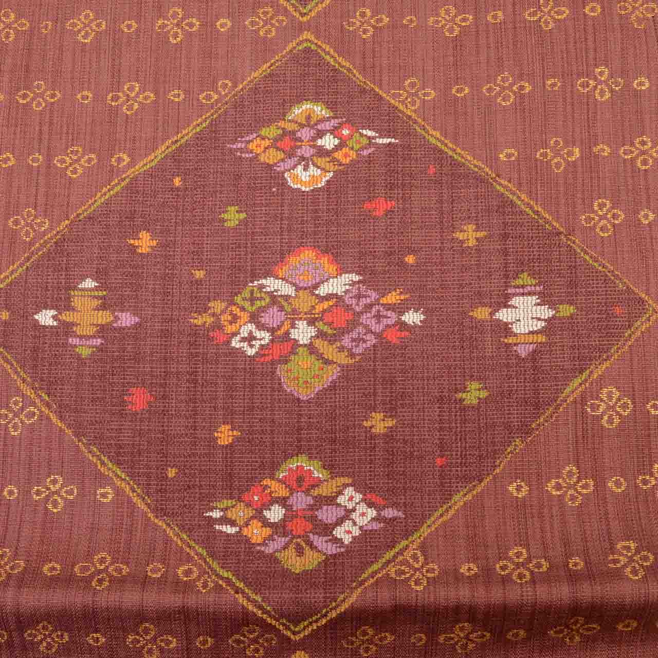 Vintage Japanese Obi | Kyo-bukuro Obi | Purple Silk | Diamond Floral | Gold Thread | Sustainable | uu1228b