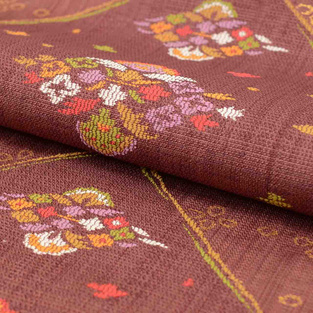 Vintage Japanese Obi | Kyo-bukuro Obi | Purple Silk | Diamond Floral | Gold Thread | Sustainable | uu1228b
