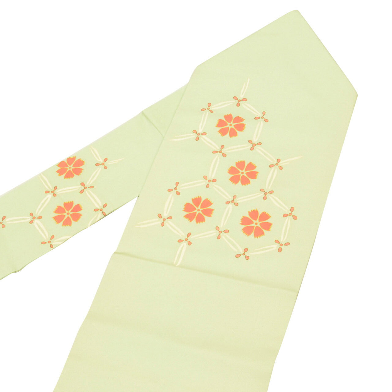 Vintage Japanese Obi | Nagoya Obi | Green Silk Habutae | Tortoiseshell Floral | Gold Foil | Dye-painted | Sustainable | uu1229b